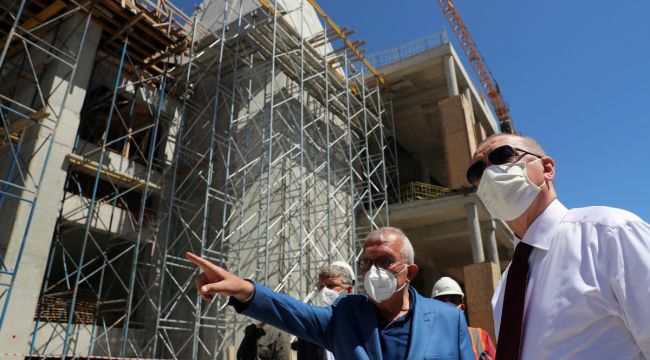 Cumhurbaşkanı Erdoğan, Barbaros Hayrettin Paşa Camii inşaatında incelemelerde bulundu