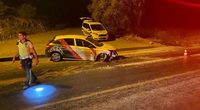 Kaza yapan aracın camından fırlayan sürücü ağır yaralandı