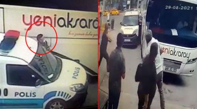 Polis memuru, iki aracın arasına sıkıştı