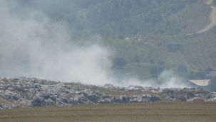 Safranbolu'da çöp yangını söndürme çalışmaları devam ediyor