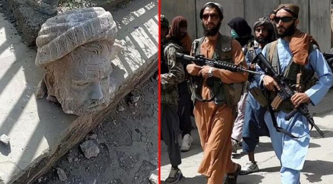 Taliban militanları, yıllar önce öldürdükleri siyasi liderin heykelini yerle bir etti