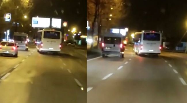 Bursa'da yan yan giden otobüs görenleri şaşkına çevirdi