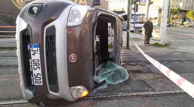 Güngören'de tramvay yolunda kaza