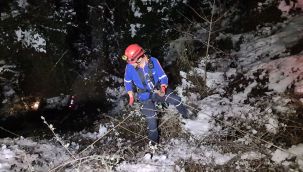 Yoldan çıkan otomobil 30 metrelik uçuruma yuvarlandı