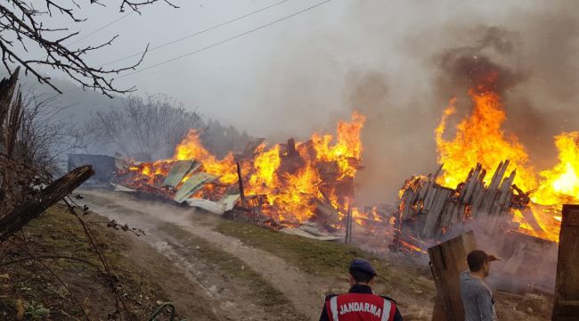 Kastamonu'da 2 ev ile bir ahırın yandığı yangın kontrol altına alındı