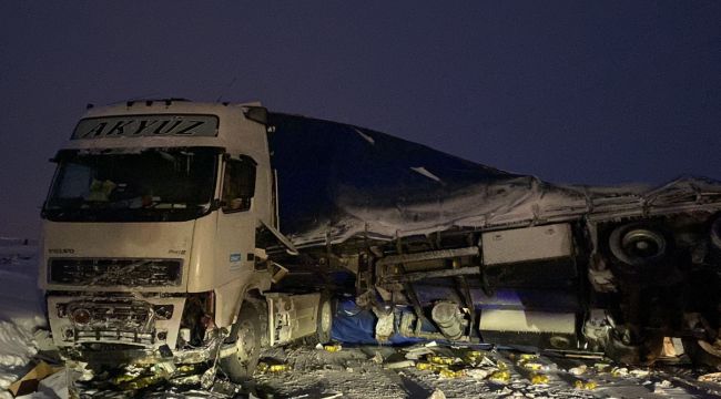 Sıvı yağ taşıyan TIR devrildi