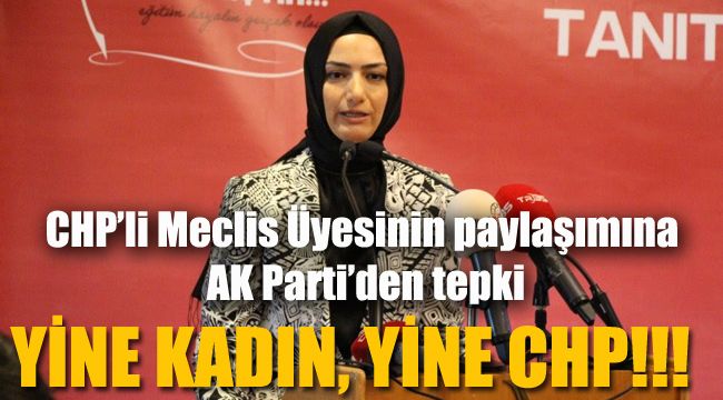 CHP’li Meclis Üyesinin paylaşımına AK Parti’den tepki: Yine kadın, yine CHP!!!