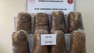 120 kilo kaçak tütün ele geçirildi