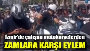 İzmir'de çalışan motokuryelerden zamlara karşı konvoylu eylem