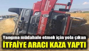 Yangına müdahale etmek için yola çıkan itfaiye aracı kaza yaptı