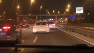 Makas atan sürücü, trafiği tehlikeye attı