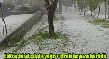 Eskişehir'de dolu yağışı etrafı beyaza bürüdü