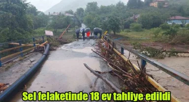 Sel felaketinde 18 ev tahliye edildi