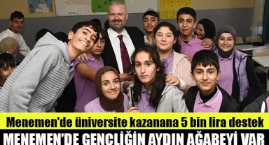 Menemen'de üniversite kazanana 5 bin lira destek: Menemen'de gençliğin Aydın Ağabeyi var